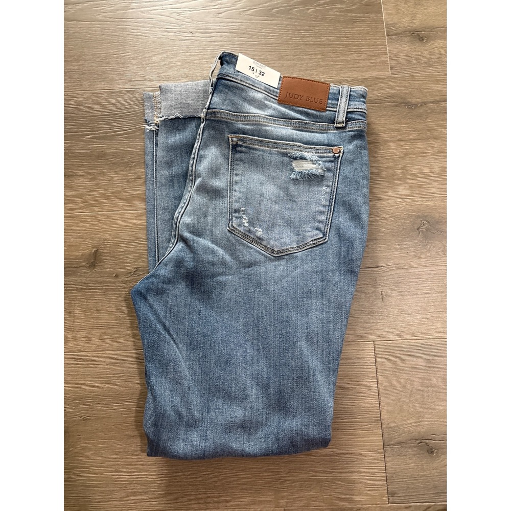Judy Blue Los Angeles Skinny Fit Mid Rise Distressed Jeans Size 15 32